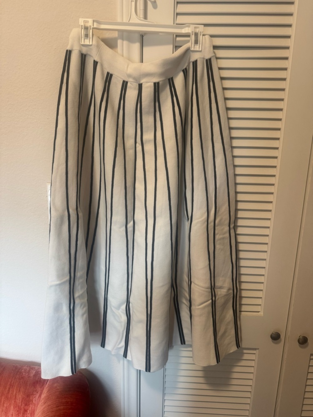 J. Crew Cream A-Line Skirt with Black Vertical Stripes